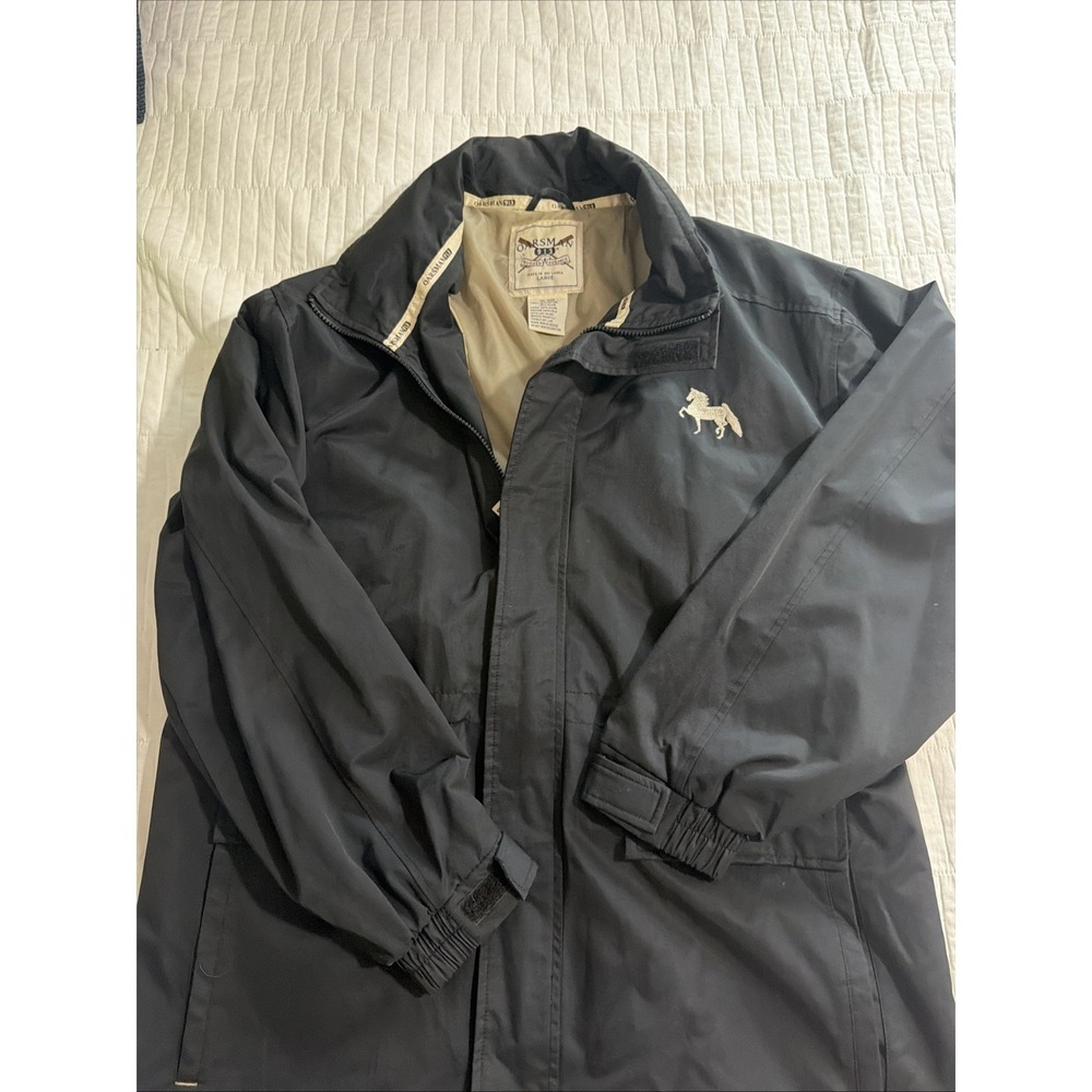 Oarsman 913 Equestrian Riding Jacket Large Navy Blue Full Zip Horse Logo Coat